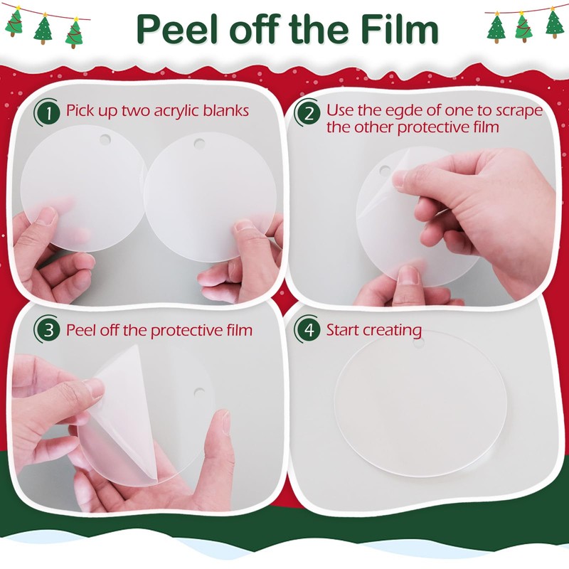 4 Inch Clear Acrylic Ornaments for Crafts- 30 Pieces Blank