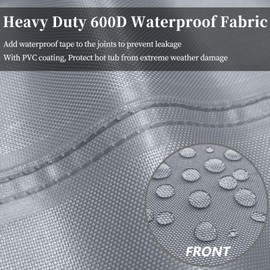 AKEfit Outdoor Waterproof and Weatherproof Hot Tub Cover 85 x 85 inch fit 84 x 84 or 83 x 83 or 82 x 82 or 7 ft x 7 ft Square SPA 600D Heavy Duty Cover Protectors Protective Cover Cap