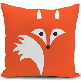 KUNQIAN Fox Cushion Cover Orange Decorations Gift for Women Kids Pillow Cover Ornament Decor Home Livingroom Couch Sofa 18"x18"(45x45cm)