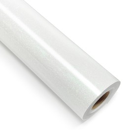 White Glitter Heat Transfer Vinyl 12" x 8 ft HTV for Shirts, Glitter HTV for All Cutter Machine - Easy to Cut & Weed for Heat Vinyl Design (White)