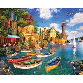 White Mountain Puzzles Mediterranean Harbor, 1000 Pieces Jigsaw Puzzle