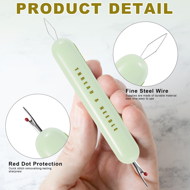 QHASPHC 2 in 1 Needle Threader Seam Ripper 3pack Needle