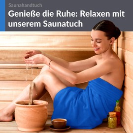 Lashuma Men's Sauna Towel 85 x 200 cm London Bath Towel Large Blue Capri