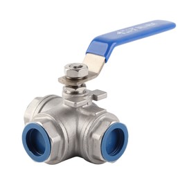 1pc Stainless Steel SUS304 Pipe Ball Valve Three Way T Type Female Thread 3/4" DN20