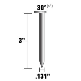 Metabo HPT Framing Nails | 3-in x 0.131-in | 30 Degree | Clipped Head | Bright | Smooth | Collated | 2500-Per Box | 15109HPT