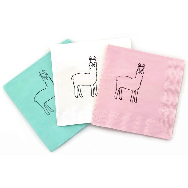Pink Mint Llama Party Napkins - 24 Ct Girl Fiesta Baby Shower Birthday Supplies