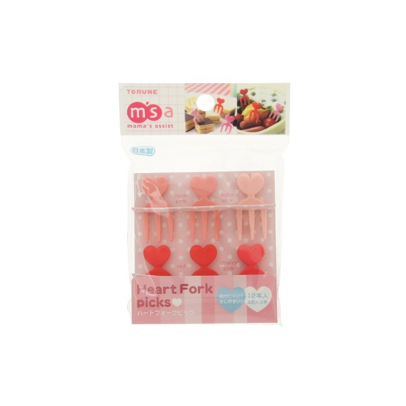 Kotobuki Food Picks for Bento Boxes, Pink and Red Hearts