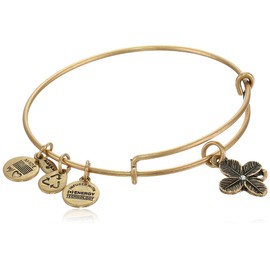 Alex and Ani "Bangle Bar" Lucky Clover Rafaelian Gold-Tone Expandable Wire Bracelet