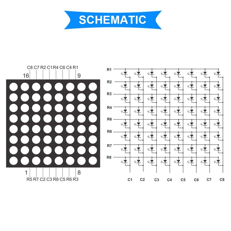 Youmile 2pcs MAX7219 8x8 Dot Matrix Single Green Light MCU