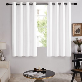 Deconovo 100% Blackout Curtains - 2 Layers, Thermal Insulated, Noise-Reducing Drapes - Bedroom, Nursery, Home Theater - Energy-Efficient & Oeko-TEX Certified - Pure White, 52W x 45L Inch