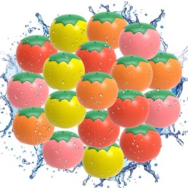 Tomato-Shaped Reusable Water Balloons - 18-Pack Silicone, Self-Sealing, Quick-Fill, Eco-Friendly, Fun for Kids & Adults, Ideal for Pool & Beach - AMTIFO