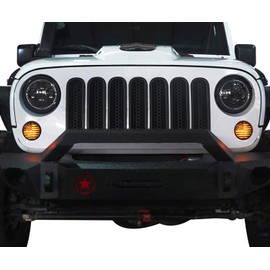 Hooke Road JK Smoked Turn Signal Light Amber LED Indicator Blinkers Compatible with Jeep JK Wrangler & Unlimited 2007-2018