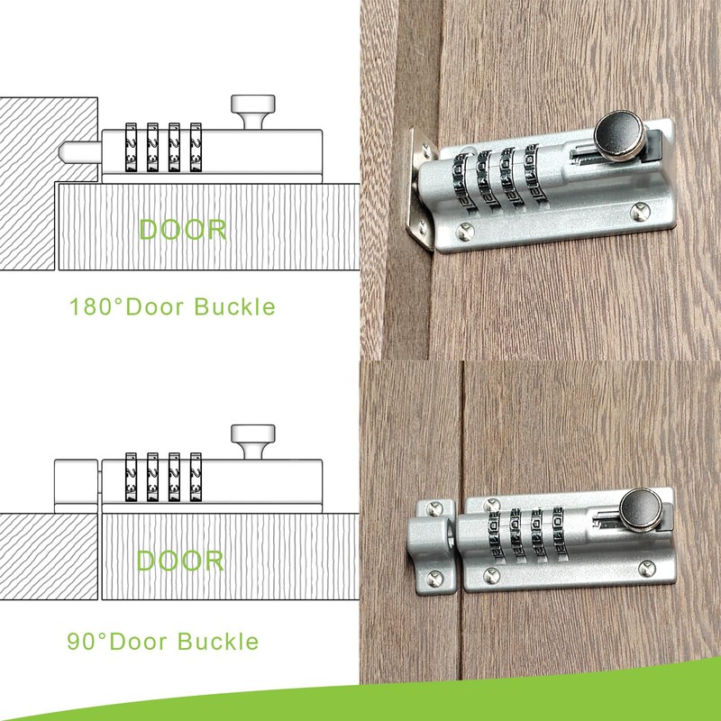 KEZZON Heavy Duty 4-Digit Combination Locking Bolt - Reinforced Zinc
