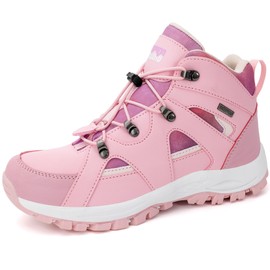 R CORD Girls Hiking Boots Big Kids Hiking Boots Girls Outdoor Adventure Trekking Boots Non-Slip Outdoor Boots Pink 4 Big kid