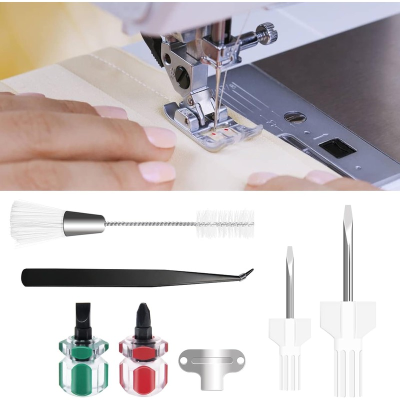 7 Piece Sewing Machine Cleaning Kit Include Tweezers Double Ended
