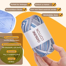 Maxee 5 x 50 g Thick Cotton Yarn for Crochet, Chunky Crochet Yarn for Beginners, No Split Crochet Amigurumi Wool, Chunky Cotton Yarn, Simple Knitting Yarn for Crochet, Knitting