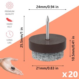 Flintronic 60PCS Furniture Pads Floor Protectors, 24mm Diameter Chair Leg Floor Protectors, 5MM Thick Felt Pads for Furniture Feet with Easy Nail Installation, Non-Slip for Parquet Laminate (Brown)