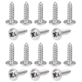M3 x 12mm Self Tapping Screws, 304 Stainless Steel Truss Head Wood Screws, Phillips Pan Head with Washer Screw, Quick Metal Self Tapping Screws, 200pcs