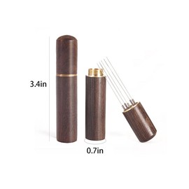 2Pcs Portable Espresso Coffee Stirrer 6 Needles 0.4mm Espresso Distribution Tools, Professional Barista Hand Needle Type Distribution Tool，Natural Wood Handle and Stand (Walnut)