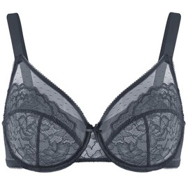 HSIA Enchante Floral Lace Plus Size Underwire Unlined Unpadded Minimizer Full Coverage Bra Women's Wear Comfortable Breathable Mesh Cup TikTokShopBacktoSchool:_Dark Gray_36D