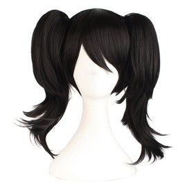 MapofBeauty Equipped With Double Ponytail Hair Accessories Cosplay Wigs (Black)