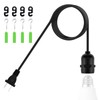 10FT E26/E27 Waterproof Pendant Lamp Cord with Ceiling Hooks &