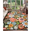 RELEANY Area Rugs 9x12 Floral Rug, Washable Botanical Flower Carpet,