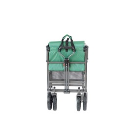 Mac Sports Double Decker Heavy Duty Steel Frame Collapsible Outdoor 150 Pound Capacity Yard Cart Utility Garden Wagon with Lower Storage Shelf, Green