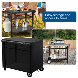 Mordx Waterproof Table Cover for Dining Trolley Patio Grill Trolley Pizza Oven Table Cover Oxford Polyester Windproof Adjustable Drawstring 420D Antiaging 104 x 84 x 62 cm