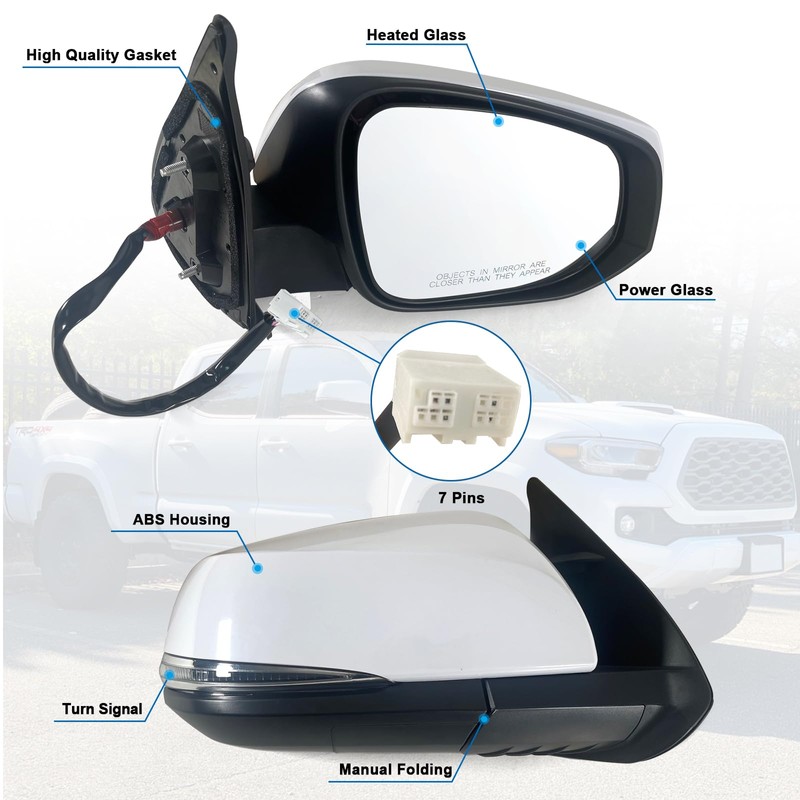 Right Passenger side Mirror Fits 2016-2022 Toyota Tacoma With Power