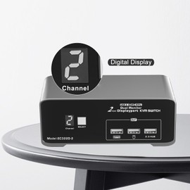 DP KVM Switch for 2 Computers 2 DP Monitors 4K@60Hz USB 2.0 with Remote