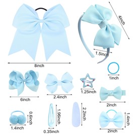 SKHAOVS 33 Pieces Blue Bow Hair Accessories Set Elastic Hair Scrunchies Girls Small Hair Scrunchies Girls Hair Band Headband Bows Band Girls Mini Hair Band Soft Children (Sky Blue)