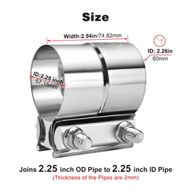 EVIL ENERGY Exhaust Clamp, Lap Joint Band Clamp Stainless Steel (2.25 Inch)