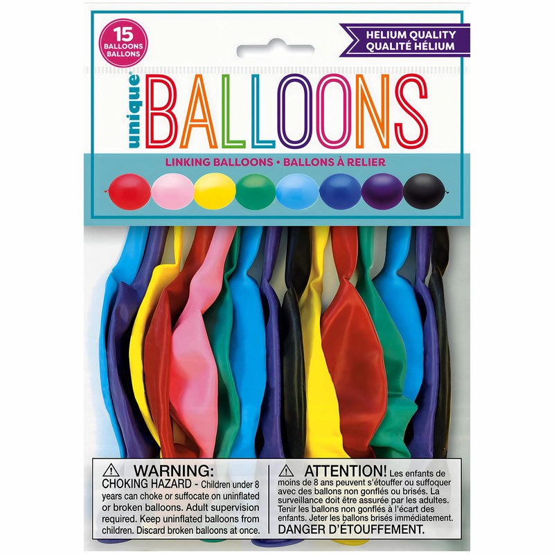 Linking Latex Balloons - 12" | Assorted Color | 15