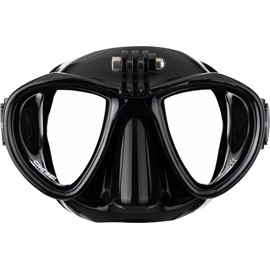 CRESSI Metis Action Cam Mask Black/Black - Unisex Reduced Volume Dive Mask with Action Cam Mount, Black/Black, One Size