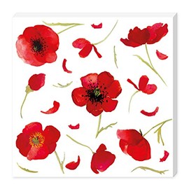 Grätz Verlag Pack of 20 Poppy Flowers Napkins Red White Green Retro Vintage Square