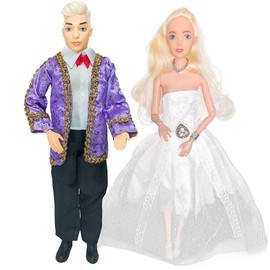 Fashion Dolls Set, Stylish Twin 12 Inch Doll Toy, Trendy Outfits for Fashionable Play, Good Gift for Kids 3+ (Wedding Dress)