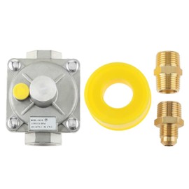 gohantee 1/2'' Gas Pressure Regulator, Natural Gas and Liquefied Interchange Pressure Regulator with 2 Brass 1/2" NPT Conversion Adapter for NG/LPG Applications
