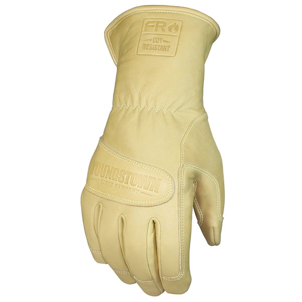 Youngstown Glove FR Ultimate Leather Utility Winter Work Gloves - Kevlar Lined - Cut, Puncture, Flame Resistant, Arc Rated - Tan, Large