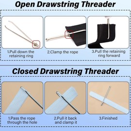 Stainless Steel Drawstring Threader Tool Set, 11 Pack, Gourd Shaped Plastic Needle Threaders, Flexible Rope Threaders for Jackets, Coats, Pants, Hoodies, Sweaters