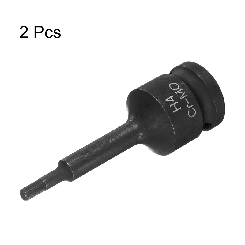 sourcing map 2pcs H4 (4mm) Hex Impact Bit Socket 1/2"