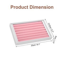 uxcell Velvet 7 Slots Ring Organizer Jewelry Display Tray Showcase Ring Holder Velvet Jewelry Organizer Stand for Rings Earrings White and Pink