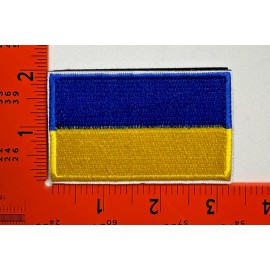 UKRAINE FLAG PATCH UKRAINIAN EMBLEM EMBROIDERED HOOK & LOOP SUPPORT APPLIQUE