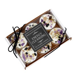 Energy Cleansing Candle by New Moon Beginnings - Crystal & Herb Candles - Protection Candles - All Natural Soy Candle - Lavender Sage Cedar