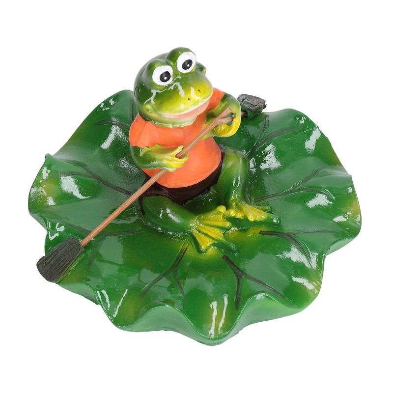 Simulation Resin Floating Lotus Leaf Frogs Ornament Fish Pond Fountain