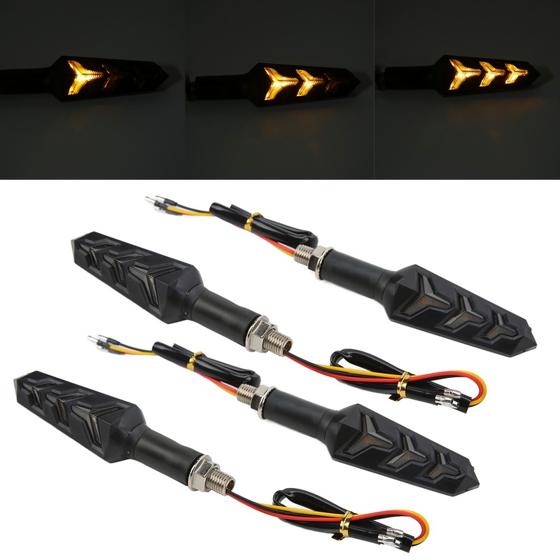 4Pcs Motorcycle LED Turn Signals Daytime Running Lights Blinker Front