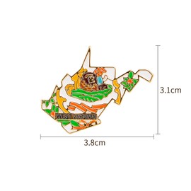 West Virginia State Shaped Map Lapel Metal Pin Enamel Brooch Keepsake Beautifully Designed for Backpack Hat
