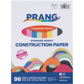 Prang Prang (Formerly Art Street) Lightweight Construction Paper, 8 Assorted Colors, 9" x 12", 96 Sheets