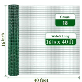 SUNMORN Hardware Cloth, 1/2 inch Mesh, 16 inch x 40 feet, 18 Gauge Chicken Wire, 100PCS Zip Ties, Cutting Pliers, Gloves for Chicken Coop, Rabbit Cages, Garden (1/2inch 16inx40ft)