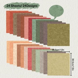 Scrapbook Paper, Colourful Scrapbook Craft Paper with Pattern, Double-Sided Decoupage Paper, Motif Paper, 24 Sheets Scrapbooking Paper, Decorative Paper (A, 30.5 x 30.5 cm / 12 x 12 inches)